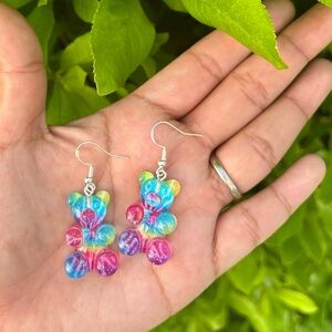 Tie Dye Gummy Bear Earrings